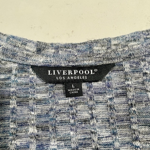 Liverpool Los Angeles Women’s Scoop Neck Knit Grey/Blue Heathered Tank SZ L - Picture 2 of 6